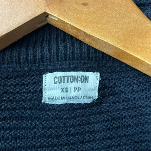 Cotton On Black Ribbed Cropped Crew Neck Sweater DD - Picture 3 of 5